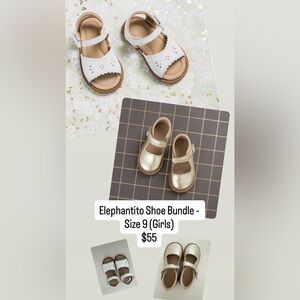 ✨ Elefantito Girls Shoe Bundle – Size 9 | White Sandals + Gold Mary Janes ✨